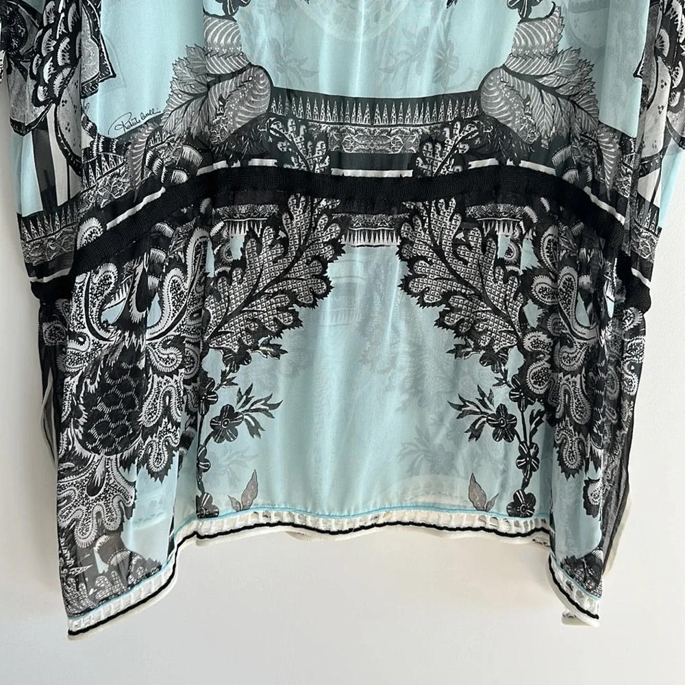 Roberto Cavalli Silk Sheer Tunic Blouse with Knitted Details Size 42 - Picture 12 of 13